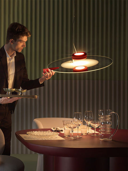 Disc LED Pendant Light with Balancing Counterweight – 50cm Modern Fixture