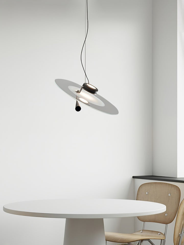 Disc LED Pendant Light with Balancing Counterweight – 50cm Modern Fixture