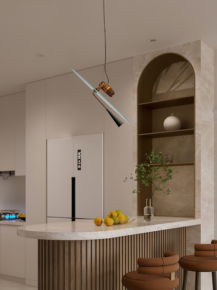 Disc LED Pendant Light with Balancing Counterweight – 50cm Modern Fixture