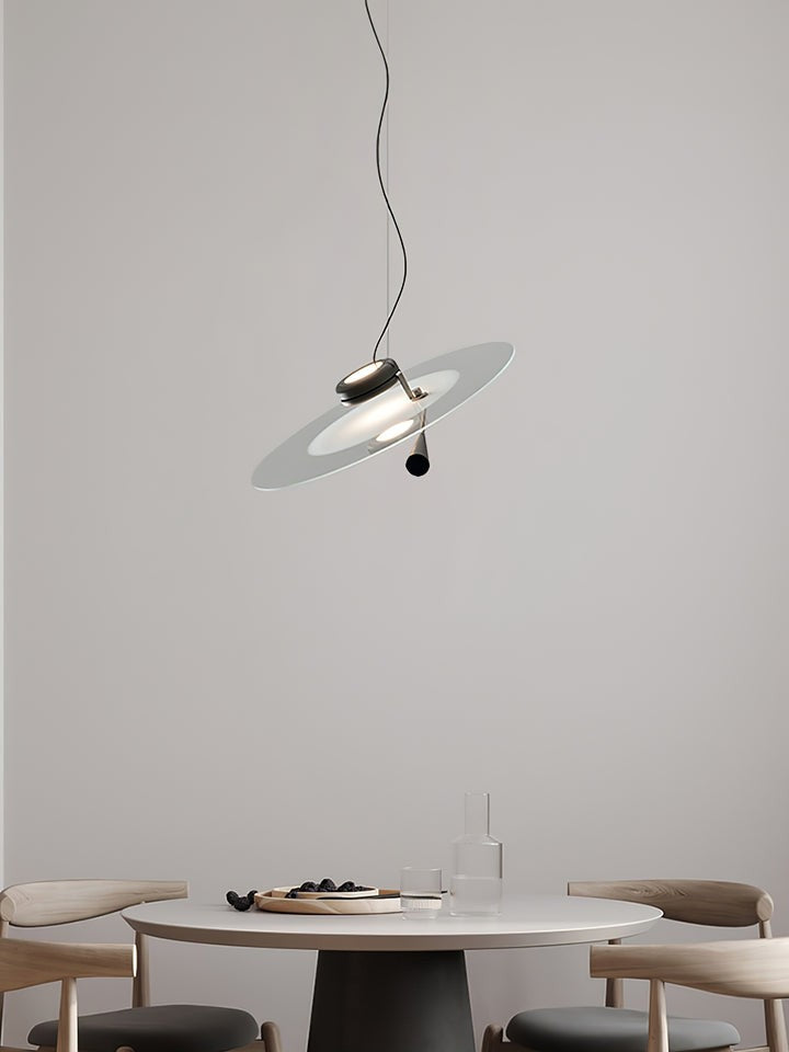 Disc LED Pendant Light with Balancing Counterweight – 50cm Modern Fixture