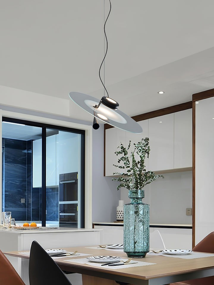 Disc LED Pendant Light with Balancing Counterweight – 50cm Modern Fixture