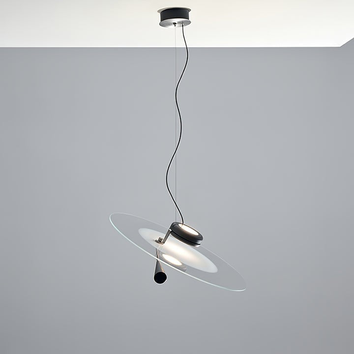 Disc LED Pendant Light with Balancing Counterweight – 50cm Modern Fixture