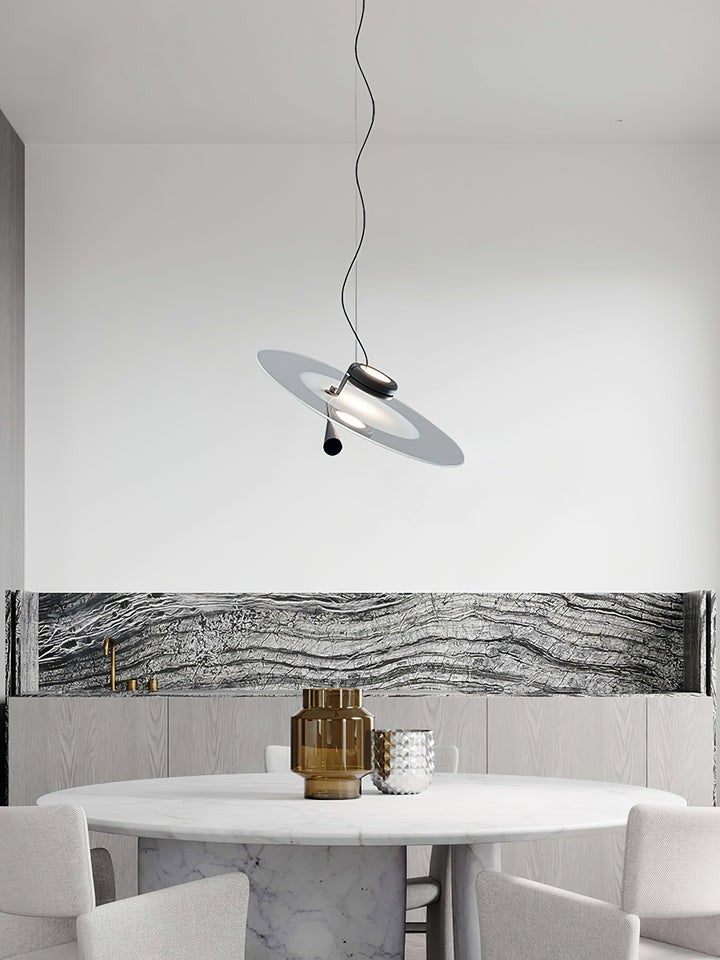 Disc LED Pendant Light with Balancing Counterweight – 50cm Modern Fixture