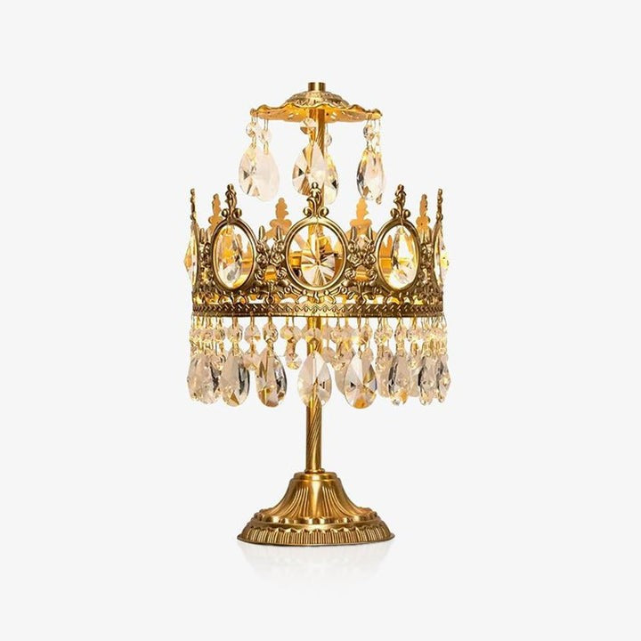Elegant Clear Crystal Table Lamp with Copper Plating