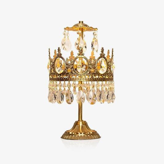 Elegant Clear Crystal Table Lamp with Copper Plating