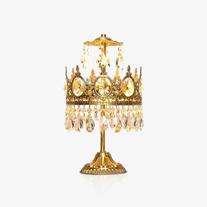 Elegant Clear Crystal Table Lamp with Copper Plating