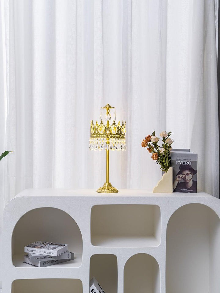 Elegant Clear Crystal Table Lamp with Copper Plating