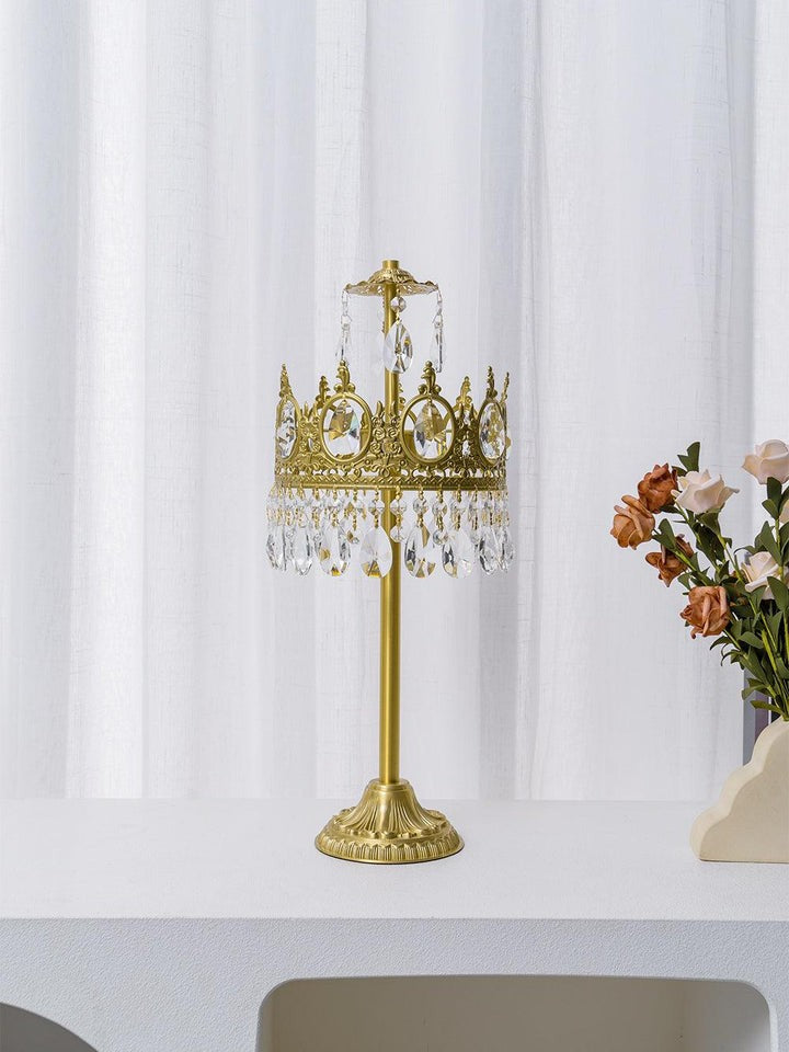 Elegant Clear Crystal Table Lamp with Copper Plating