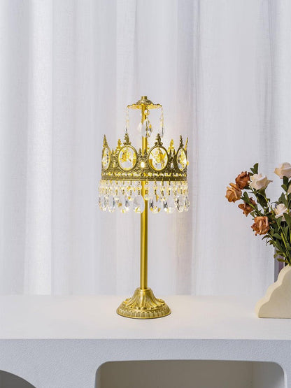 Elegant Clear Crystal Table Lamp with Copper Plating