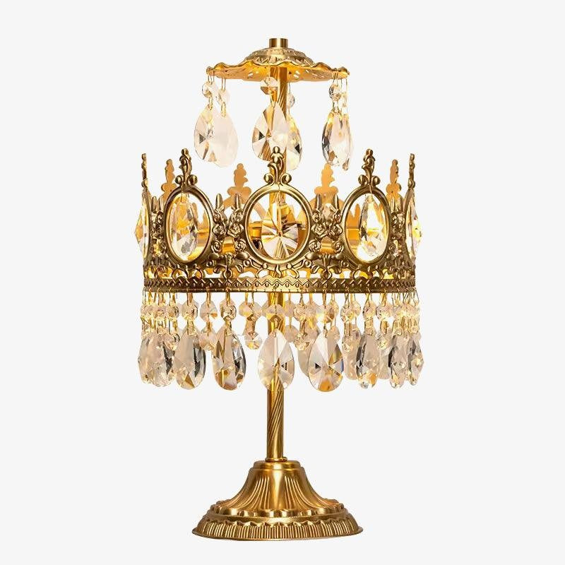 Elegant Clear Crystal Table Lamp with Copper Plating