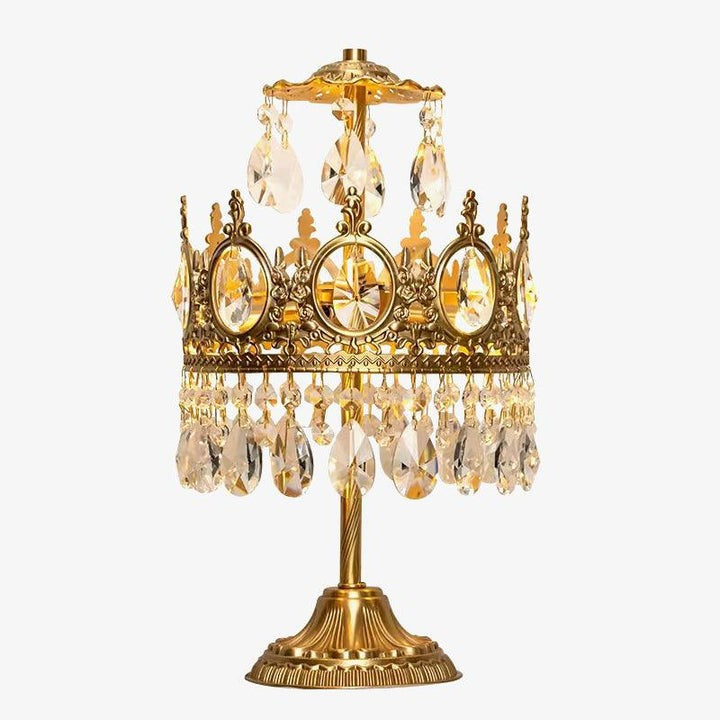 Elegant Clear Crystal Table Lamp with Copper Plating