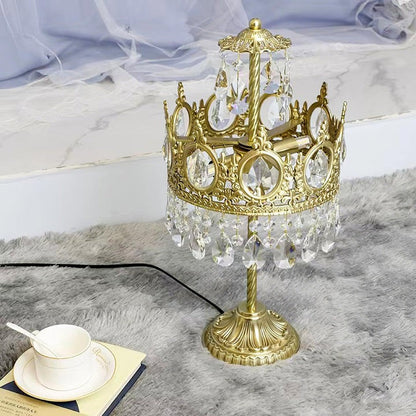 Elegant Clear Crystal Table Lamp with Copper Plating