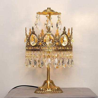 Elegant Clear Crystal Table Lamp with Copper Plating