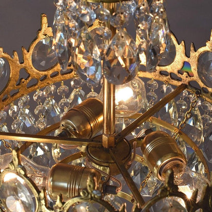 Elegant Clear Crystal Table Lamp with Copper Plating