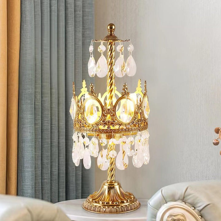 Elegant Clear Crystal Table Lamp with Copper Plating