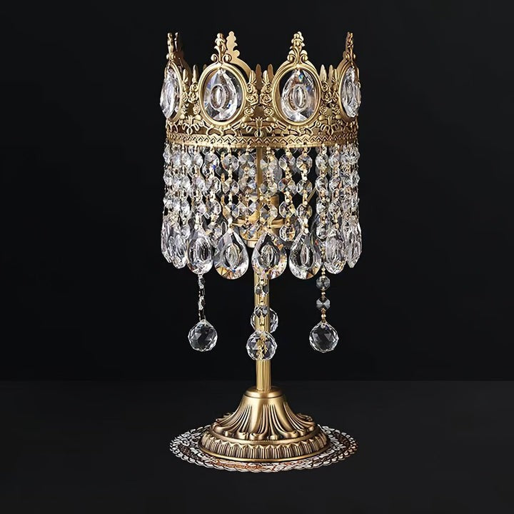 Elegant Clear Crystal Table Lamp with Copper Plating