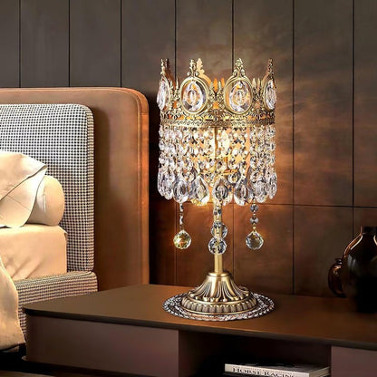Elegant Clear Crystal Table Lamp with Copper Plating