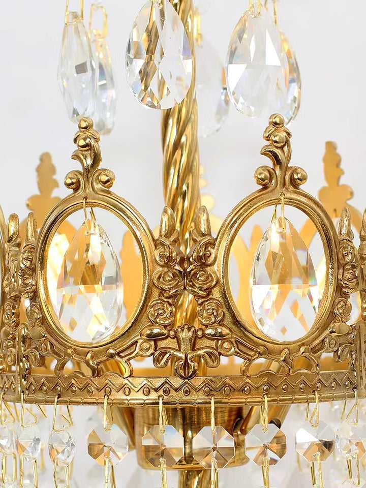 Elegant Clear Crystal Table Lamp with Copper Plating