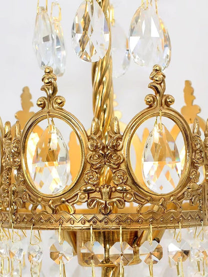 Elegant Clear Crystal Table Lamp with Copper Plating