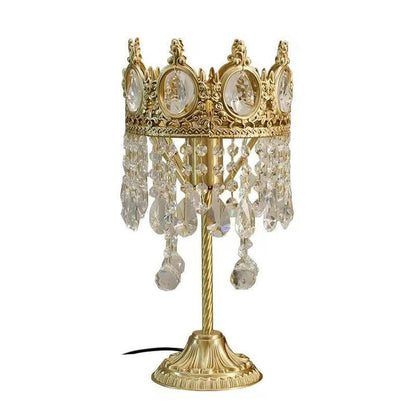 Elegant Clear Crystal Table Lamp with Copper Plating