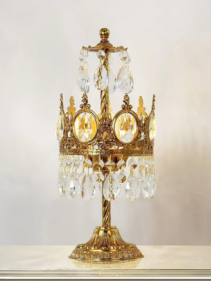 Elegant Clear Crystal Table Lamp with Copper Plating