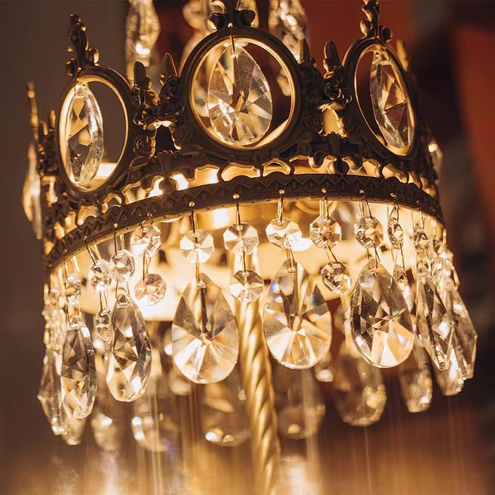 Elegant Clear Crystal Table Lamp with Copper Plating