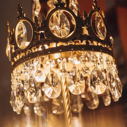 Elegant Clear Crystal Table Lamp with Copper Plating