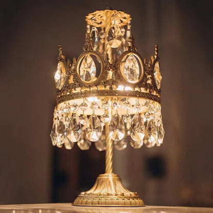 Elegant Clear Crystal Table Lamp with Copper Plating