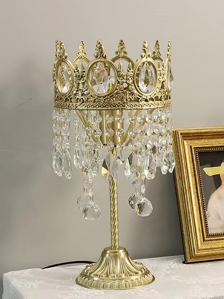Elegant Clear Crystal Table Lamp with Copper Plating