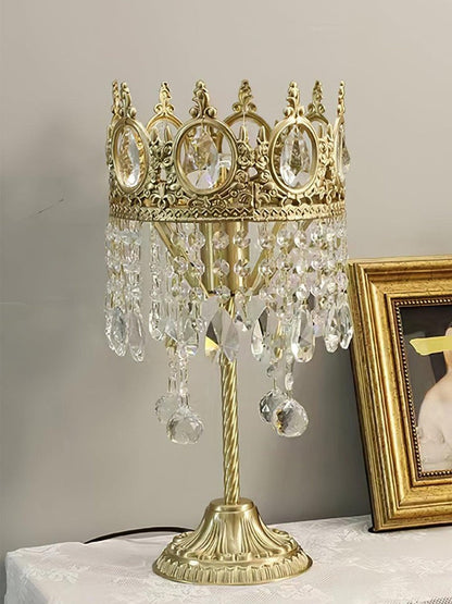 Elegant Clear Crystal Table Lamp with Copper Plating