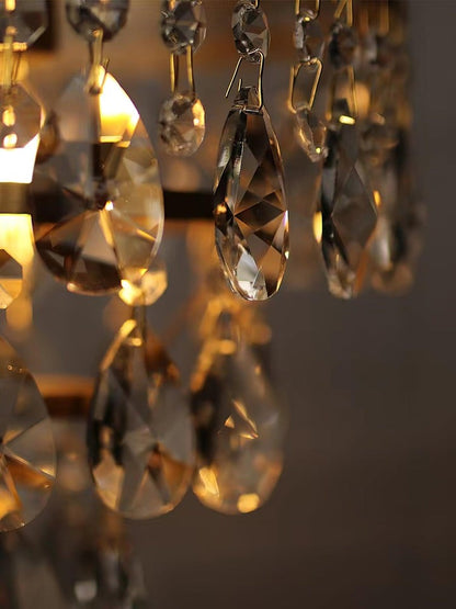 Elegant Clear Crystal Table Lamp with Copper Plating