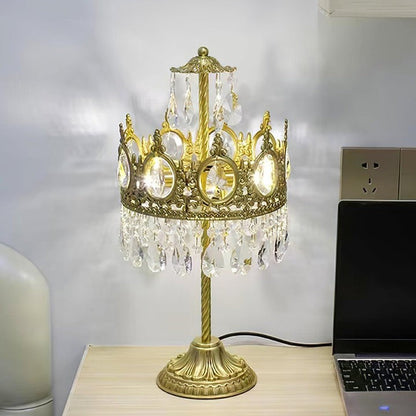 Elegant Clear Crystal Table Lamp with Copper Plating