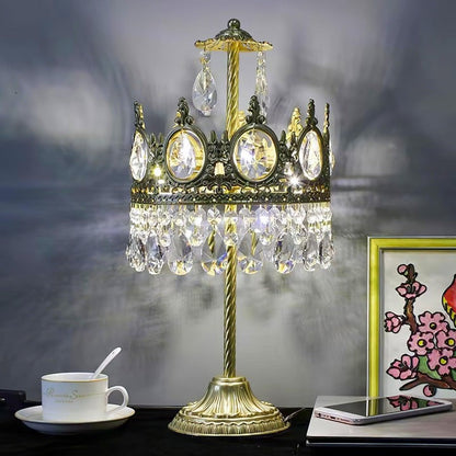 Elegant Clear Crystal Table Lamp with Copper Plating