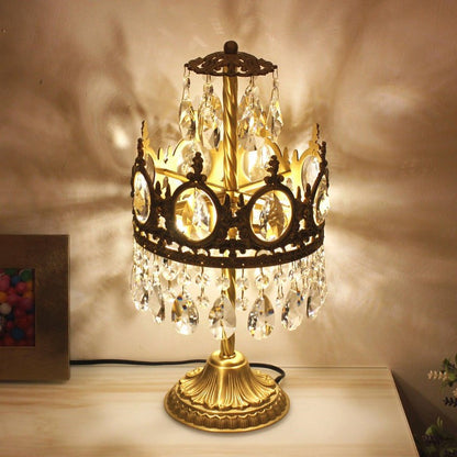 Elegant Clear Crystal Table Lamp with Copper Plating