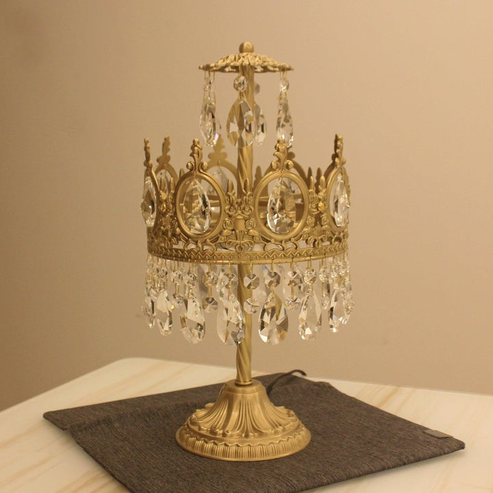 Elegant Clear Crystal Table Lamp with Copper Plating