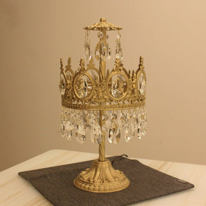 Elegant Clear Crystal Table Lamp with Copper Plating