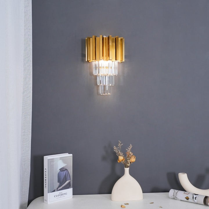 Empire Crystal Wall Sconce - Gold & Stainless Steel