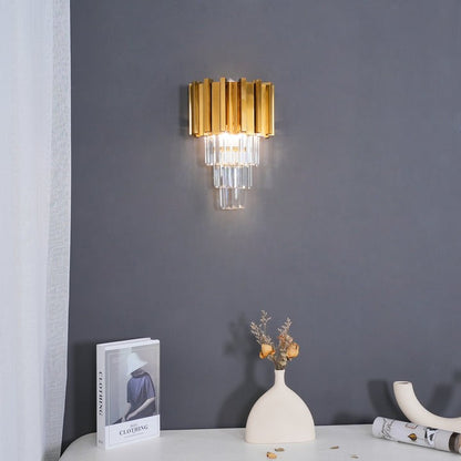 Empire Crystal Wall Sconce - Gold & Stainless Steel