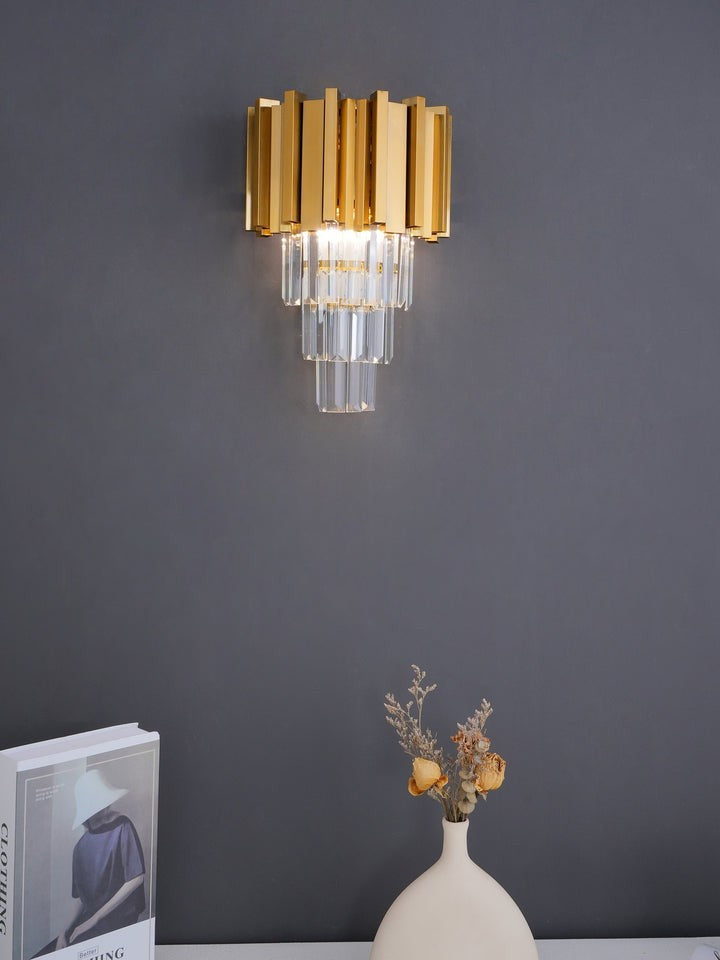 Empire Crystal Wall Sconce - Gold & Stainless Steel