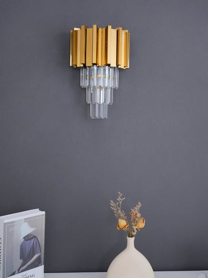 Empire Crystal Wall Sconce - Gold & Stainless Steel