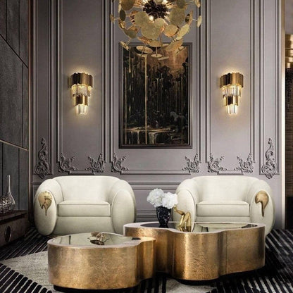 Empire Crystal Wall Sconce - Gold & Stainless Steel