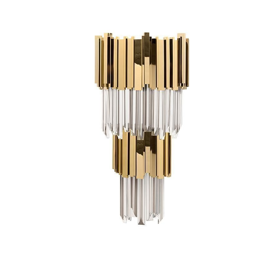 Empire Crystal Wall Sconce - Gold & Stainless Steel