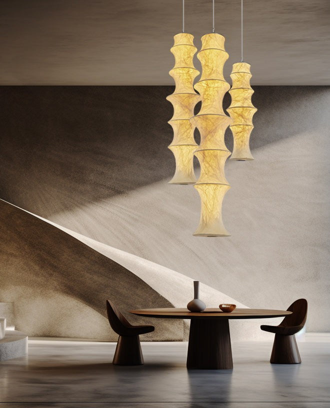 Falkland Tiered White Silk LED Pendant Lamp