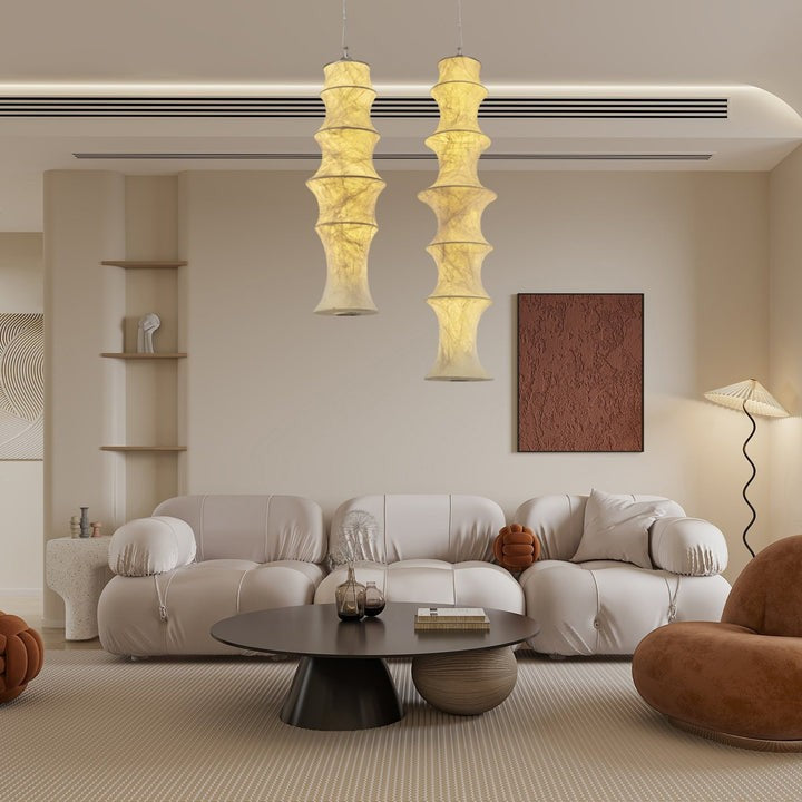 Falkland Tiered White Silk LED Pendant Lamp