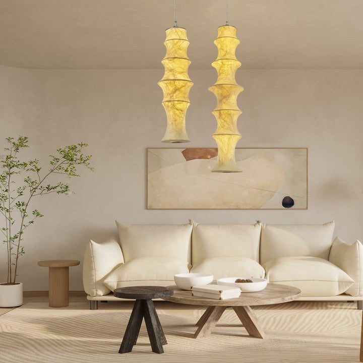 Falkland Tiered White Silk LED Pendant Lamp