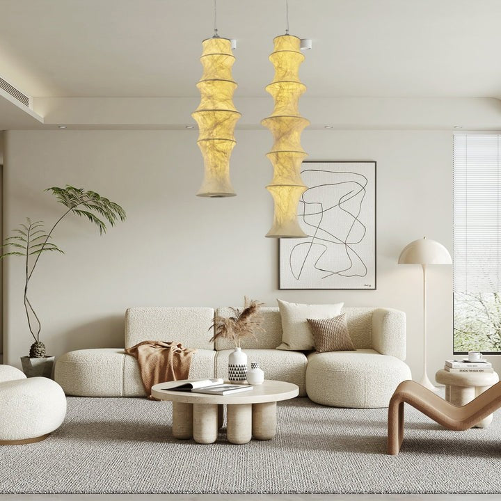 Falkland Tiered White Silk LED Pendant Lamp