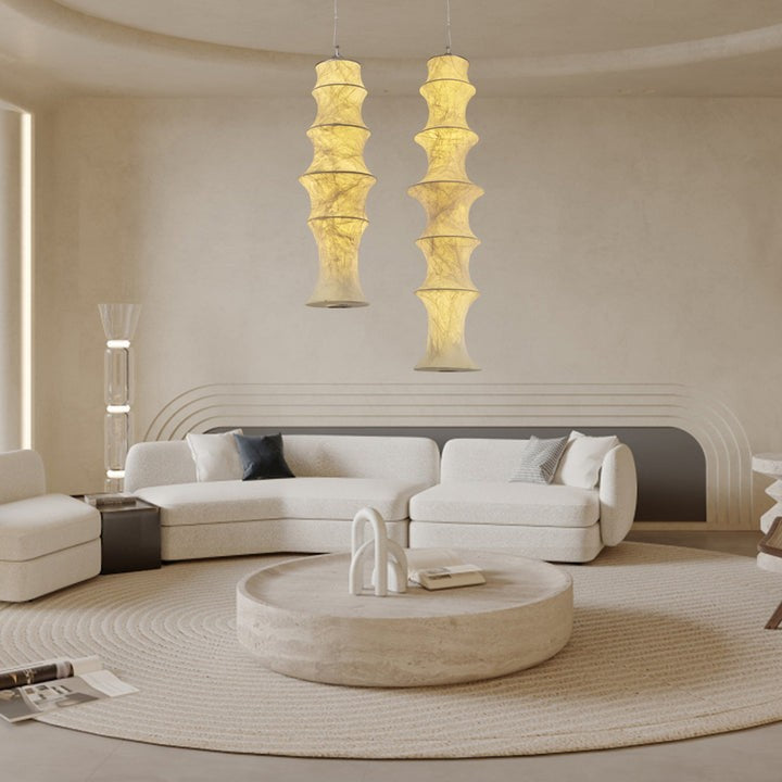 Falkland Tiered White Silk LED Pendant Lamp