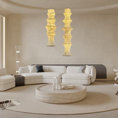 Falkland Tiered White Silk LED Pendant Lamp