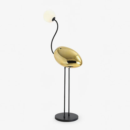 Flamingo-Inspired Gold Floor Lamp with Glass Orb