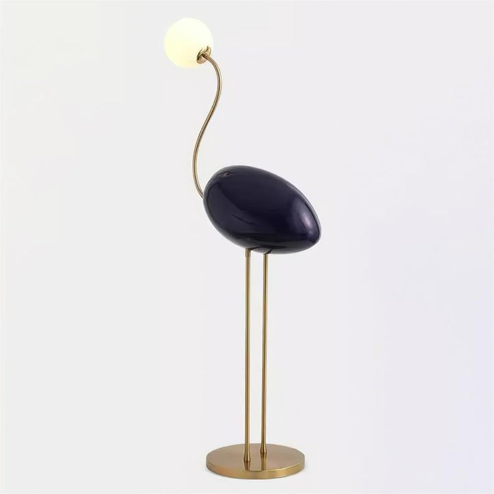 Flamingo-Inspired Gold Floor Lamp with Glass Orb